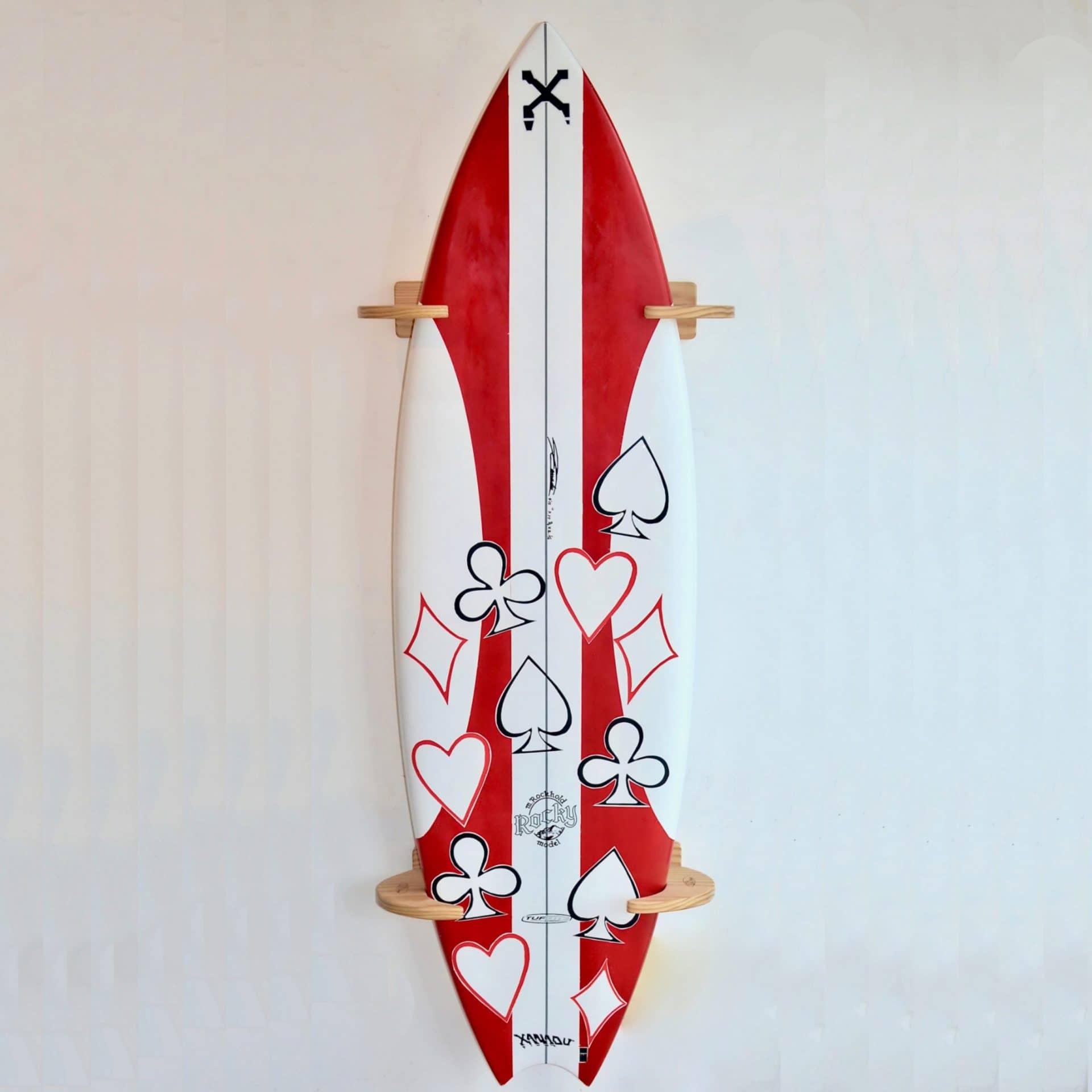 Siehe andere Modelle Surf4Home Original Surfboard-Wandhalterung aus Holz Ideal auch für Snowboards Shabby Chic-Modell 